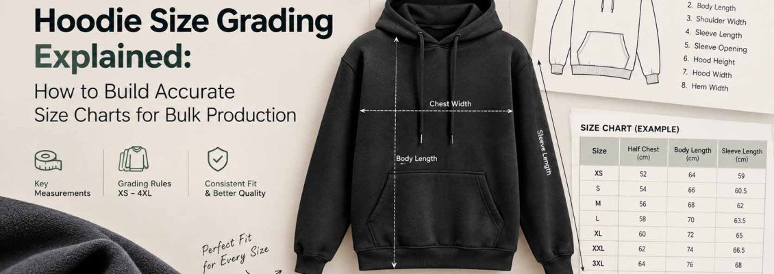 Hoodie Size Grading Explained: How to Build Accurate Size Charts for Bulk Production Hoodie Size Grading Explained: How to Build Accurate Size Charts for Bulk Production