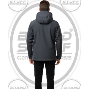 Custom Performance Hooded Softshell Jacket - Grey & Blue Trim