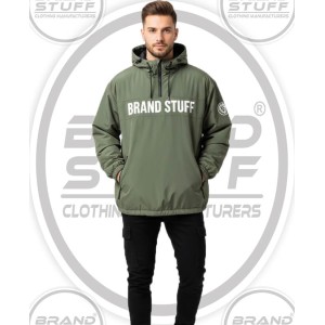 Men's Olive Green Anorak Streetwear Windbreaker Jacket