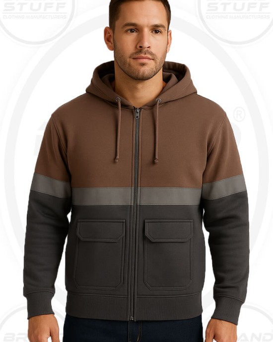 Utility Workwear Zip-Up Hoodie With Cargo Pockets