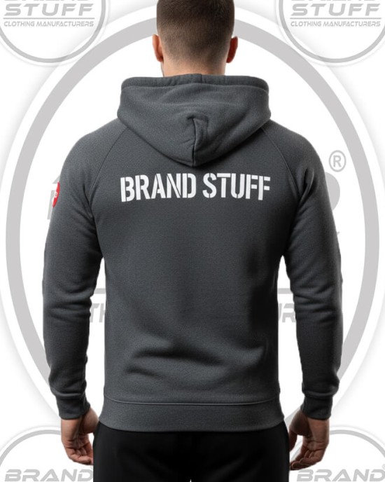 Custom Charcoal Heather Raglan Gym Hoodie | Athletic Fit