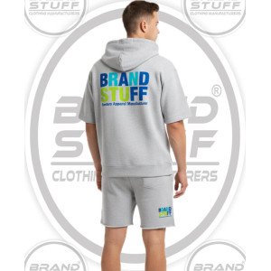 Wholesale Men's Oversized Short-Sleeve Hoodie & Shorts Set