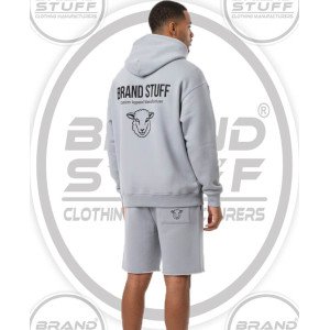Wholesale Men's Oversized Hoodie & Raw-Hem Fleece Shorts Set