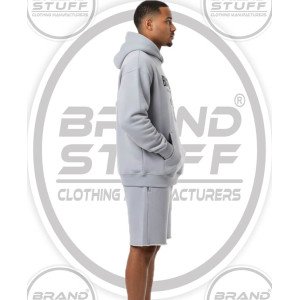 Wholesale Men's Oversized Hoodie & Raw-Hem Fleece Shorts Set