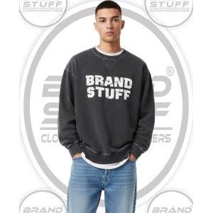 Washed Black Oversized Crewneck Sweatshirt - Streetwear Edition